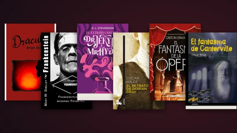 Portadas de Drácula, Frankenstein, El retrato de Dorian Gray, El fantasma de la ópera, El fantasma de Canterville y Jekyll y Hyde